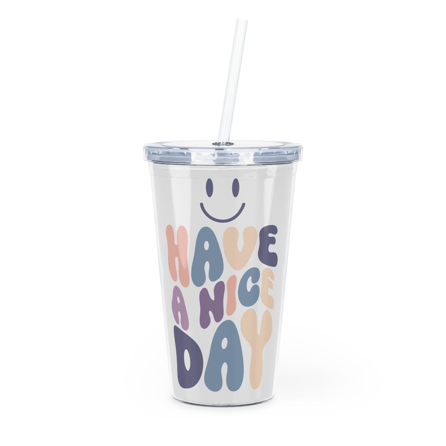 Plastic Tumbler with Straw