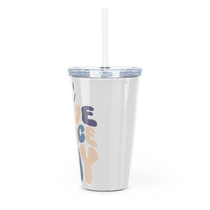 Plastic Tumbler with Straw