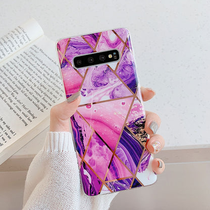 Electroplate Geometric Marble Phone Case For Samsung Galaxy S23 Ultra S21 S22 Plus S20FE Note 20 Ultra A53 A52 A32 Cover