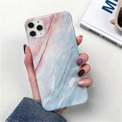 Ottwn Marble Stone Texture Phone Case For iPhone 12 13 Mini Pro Max 11 Pro Max X XR XS Max 7 8 6s Plus SE 2020 Soft IMD Cover