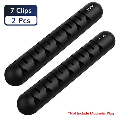 TOPK L35 Cable Organizer &amp; Magnetic Plug Box Silicone USB Cable Winder Flexible Cable Management Clips for Mouse Earphone Holder