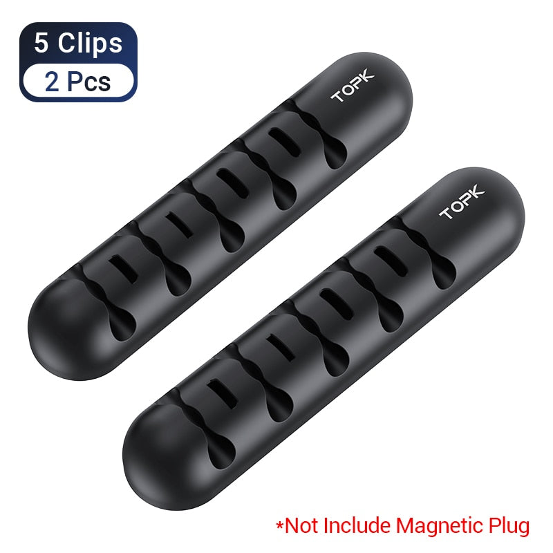 TOPK L35 Cable Organizer &amp; Magnetic Plug Box Silicone USB Cable Winder Flexible Cable Management Clips for Mouse Earphone Holder