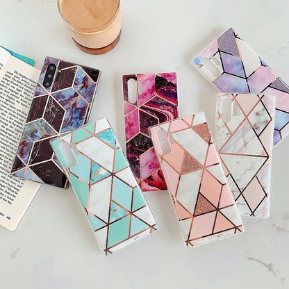 Electroplate Geometric Marble Phone Case For Samsung Galaxy S23 Ultra S21 S22 Plus S20FE Note 20 Ultra A53 A52 A32 Cover