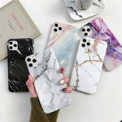 Ottwn Marble Stone Texture Phone Case For iPhone 12 13 Mini Pro Max 11 Pro Max X XR XS Max 7 8 6s Plus SE 2020 Soft IMD Cover