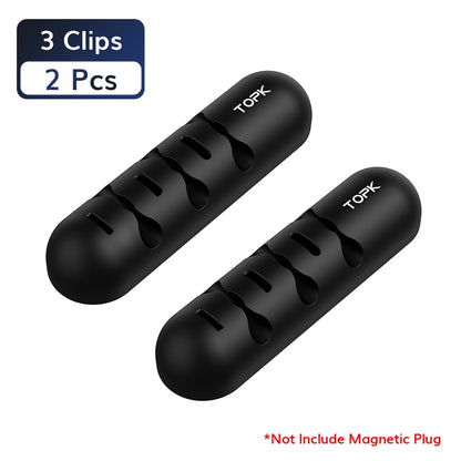 TOPK L35 Cable Organizer &amp; Magnetic Plug Box Silicone USB Cable Winder Flexible Cable Management Clips for Mouse Earphone Holder