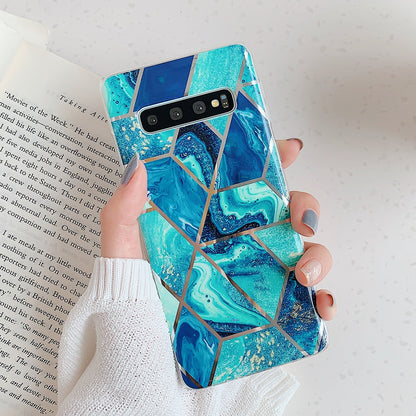 Electroplate Geometric Marble Phone Case For Samsung Galaxy S23 Ultra S21 S22 Plus S20FE Note 20 Ultra A53 A52 A32 Cover