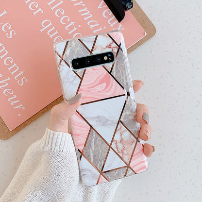 Electroplate Geometric Marble Phone Case For Samsung Galaxy S23 Ultra S21 S22 Plus S20FE Note 20 Ultra A53 A52 A32 Cover