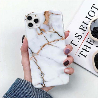 Ottwn Marble Stone Texture Phone Case For iPhone 12 13 Mini Pro Max 11 Pro Max X XR XS Max 7 8 6s Plus SE 2020 Soft IMD Cover