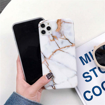 Ottwn Marble Stone Texture Phone Case For iPhone 12 13 Mini Pro Max 11 Pro Max X XR XS Max 7 8 6s Plus SE 2020 Soft IMD Cover