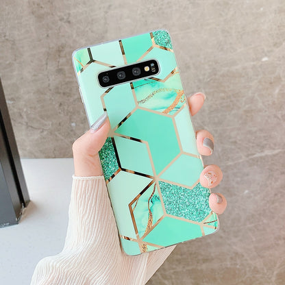 Electroplate Geometric Marble Phone Case For Samsung Galaxy S23 Ultra S21 S22 Plus S20FE Note 20 Ultra A53 A52 A32 Cover