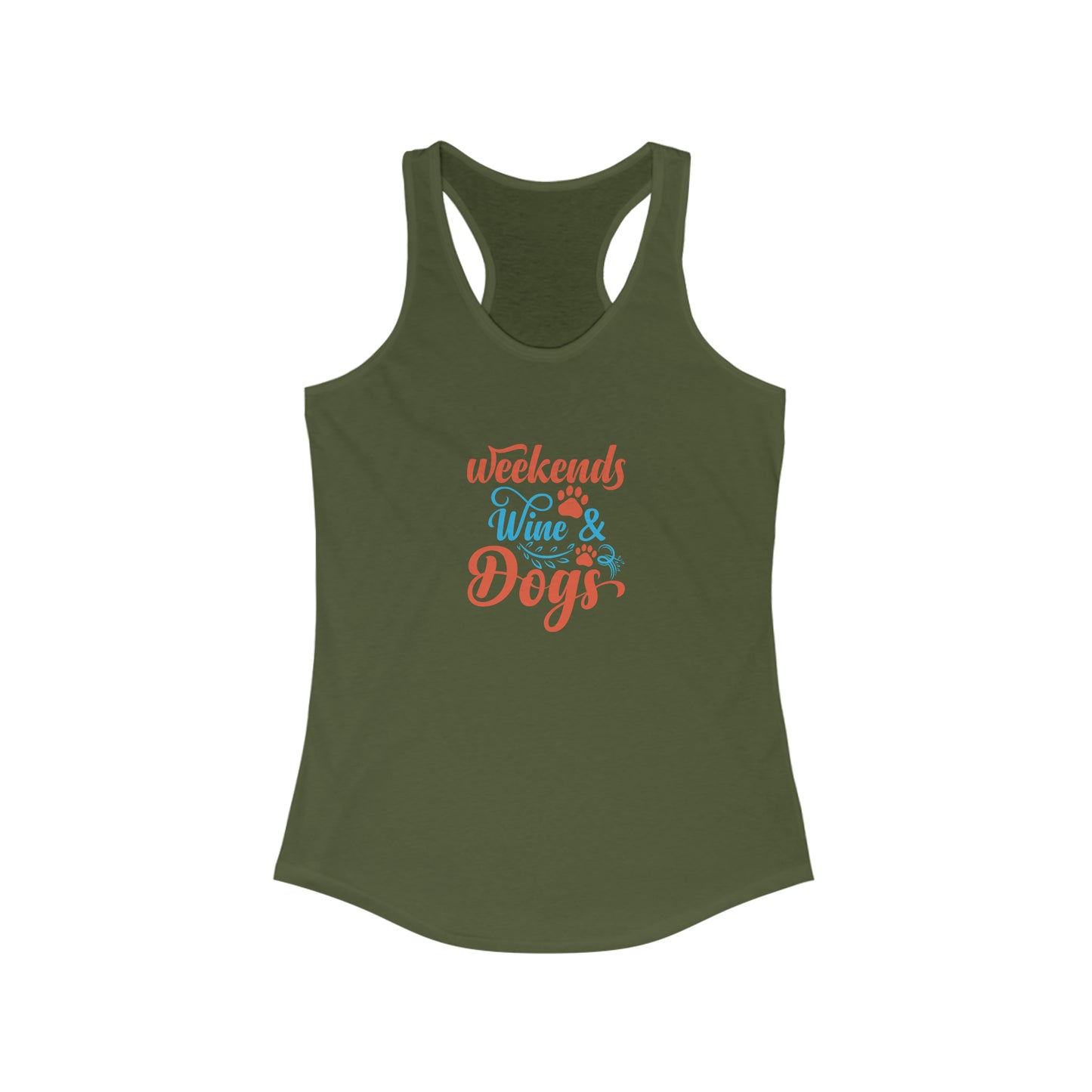 Weekends Wine and Dogs Racerback Tank