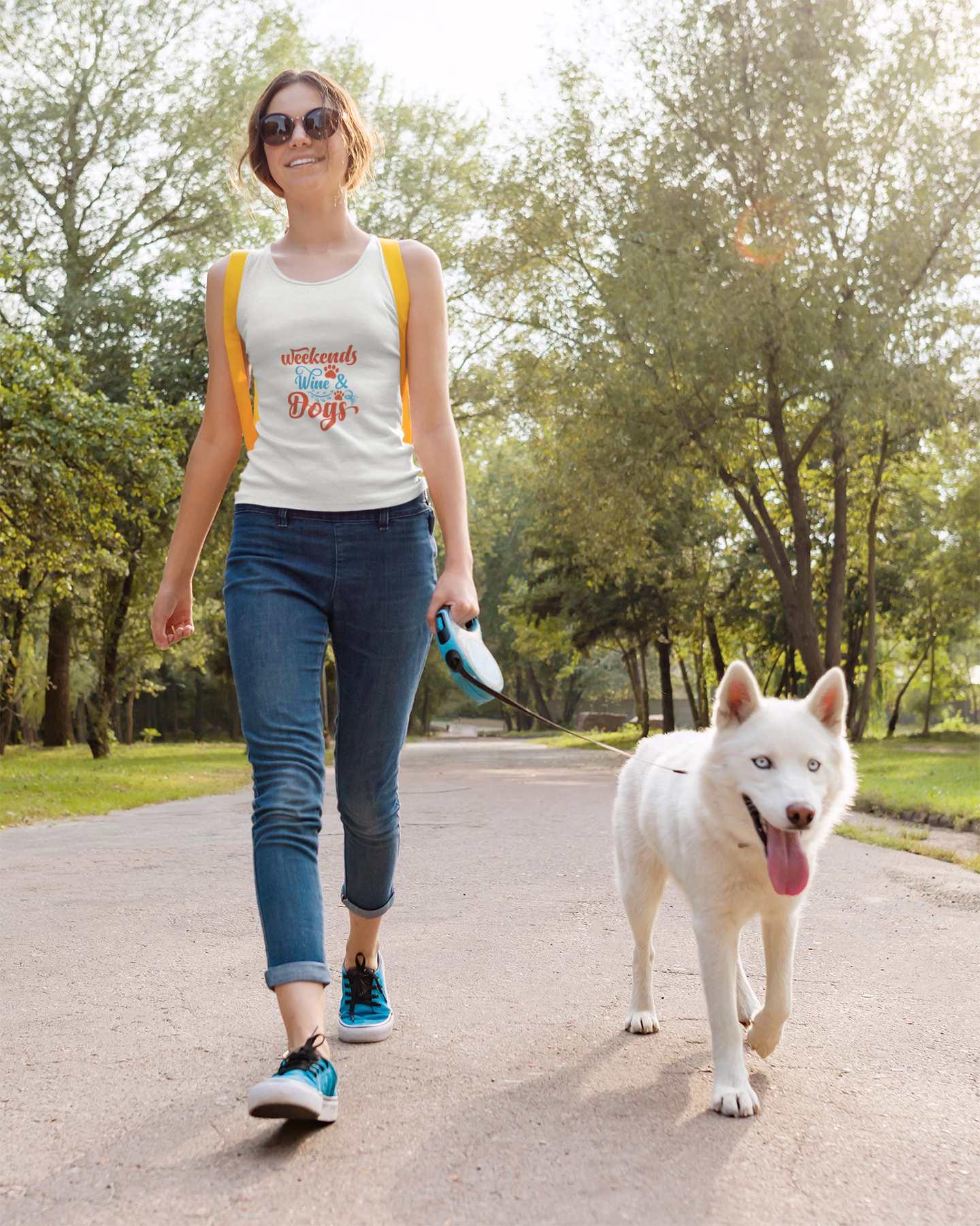 Weekends Wine and Dogs Racerback Tank